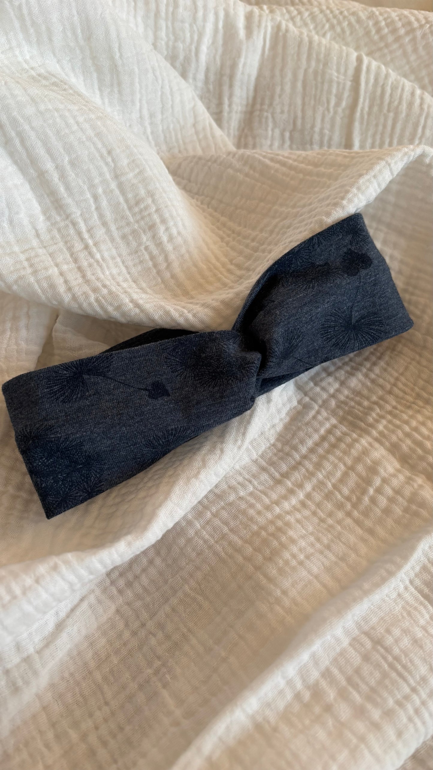 Stirnband Pusteblumen blau aus Biobaumwolle