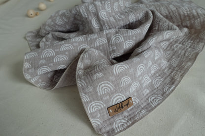 Musselintuch Regenbögen beige