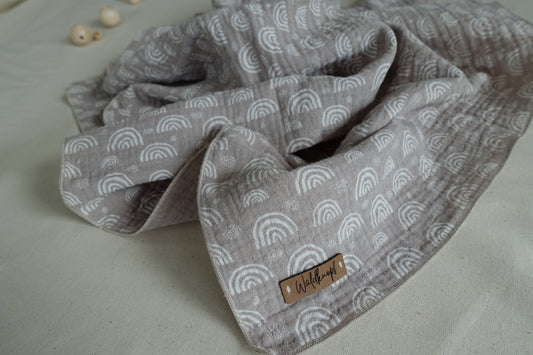 Musselintuch Regenbögen beige