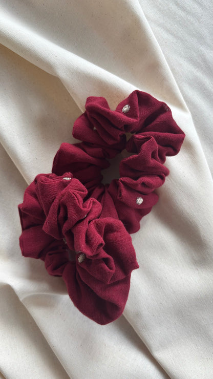 Scrunchie Marsala Goldtupfen