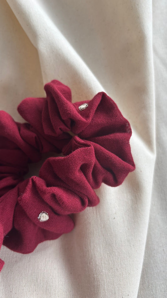 Scrunchie Marsala Goldtupfen