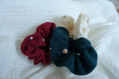 Scrunchie Marsala Goldtupfen